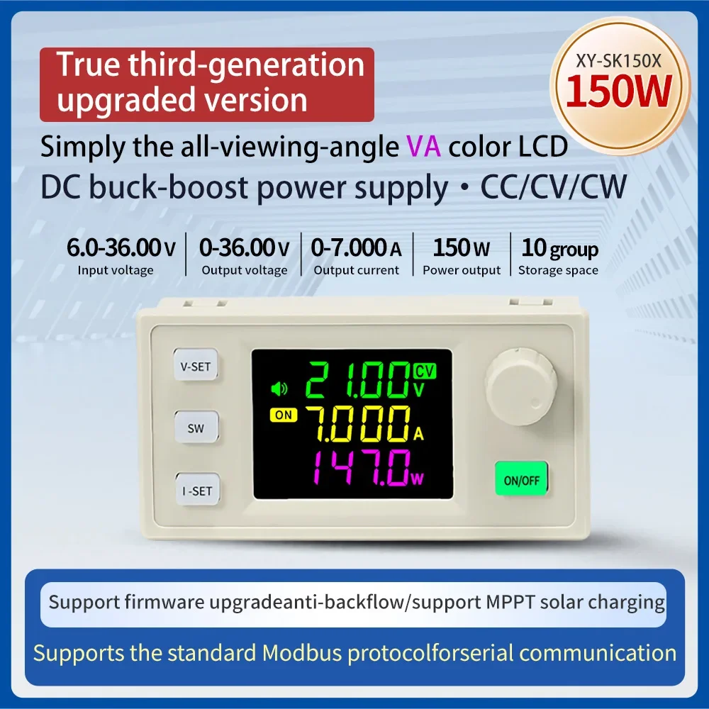 SK150 CNC Buck Boost DC Adjustable Voltage Regulator 0-36V 7A/150W Constant Voltage Constant Current MPPT Solar Charging Module