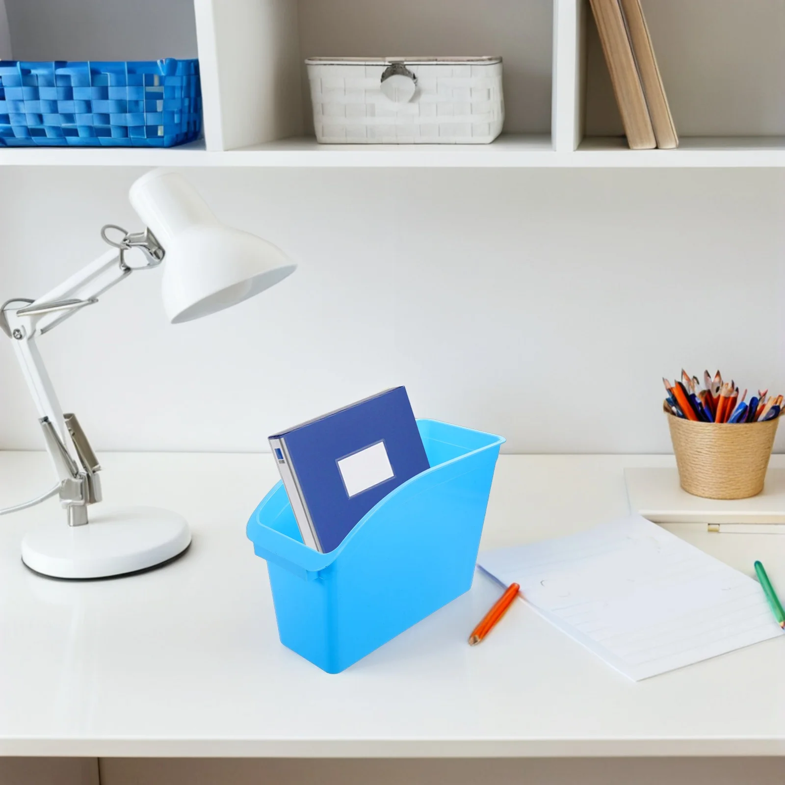 Large Capacity Plastic Vertical Recycling Bin for Office Desktop Document Organizer Storage Trash Can Countertop Waste Basket