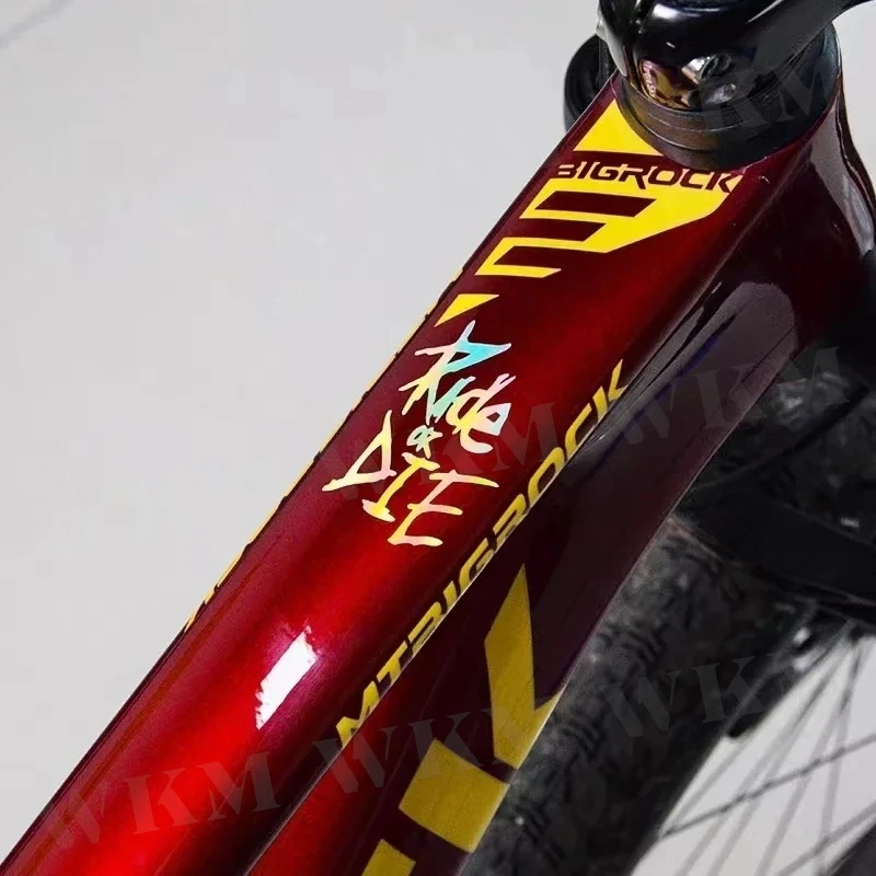 ملصق إطار الدراجة للركوب أو الموت، ملصق أنبوبي علوي للدراجة، ملصقات إطار مزخرفة، ملصقات للدراجة، قطعة واحدة