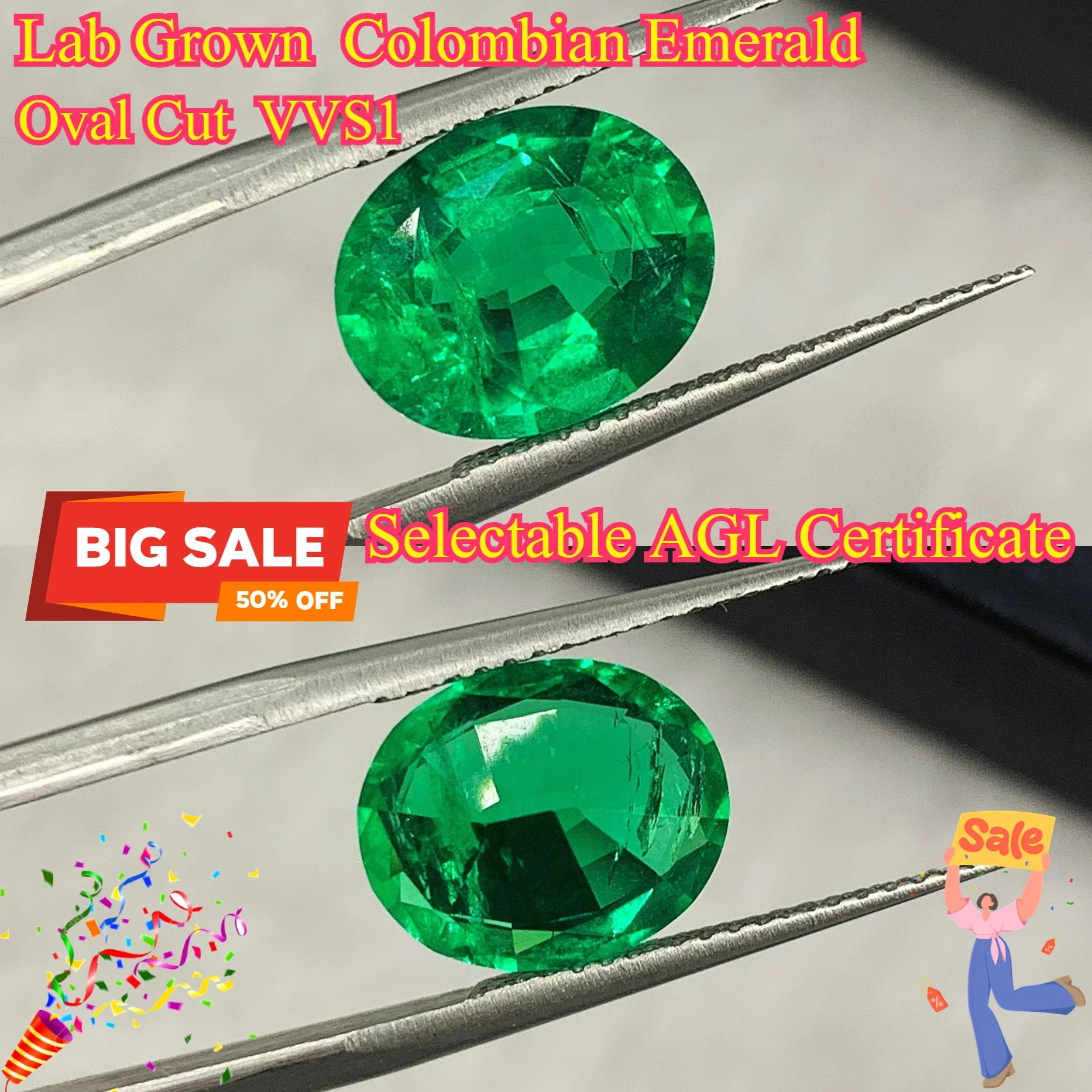 

Hot Oval Cut Lab Grown Colombian Emerald gemstone With Certificate For Jewelry Diy Making Available Hydrothermal Hand-cutting