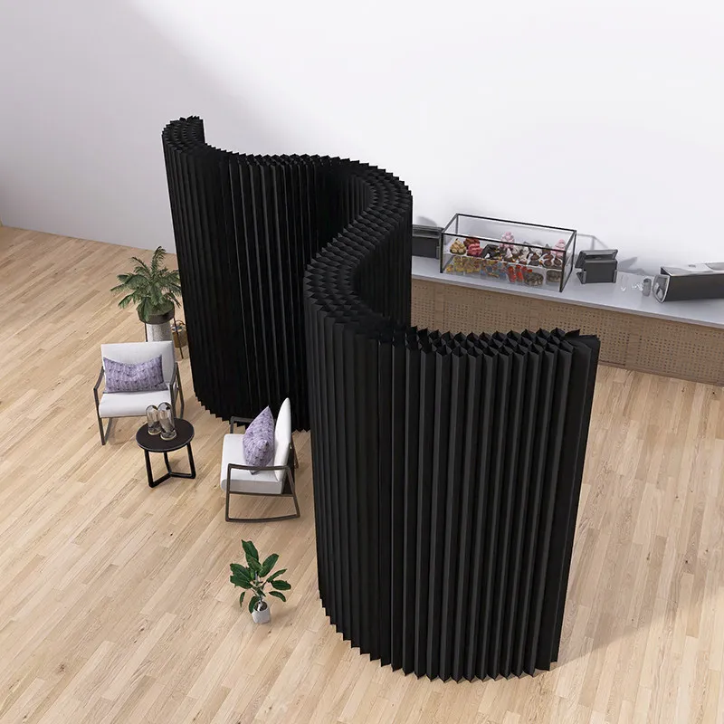 Screen Partition Simple Modern Paper Screen Partition Black Office Beauty Salon Folding Mobile Live Broadcast Background