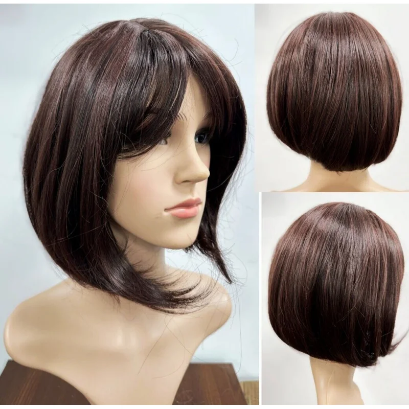 Heat Resistant Brown Bob Wig Short Hair Brunette Cosplay Cute Costume