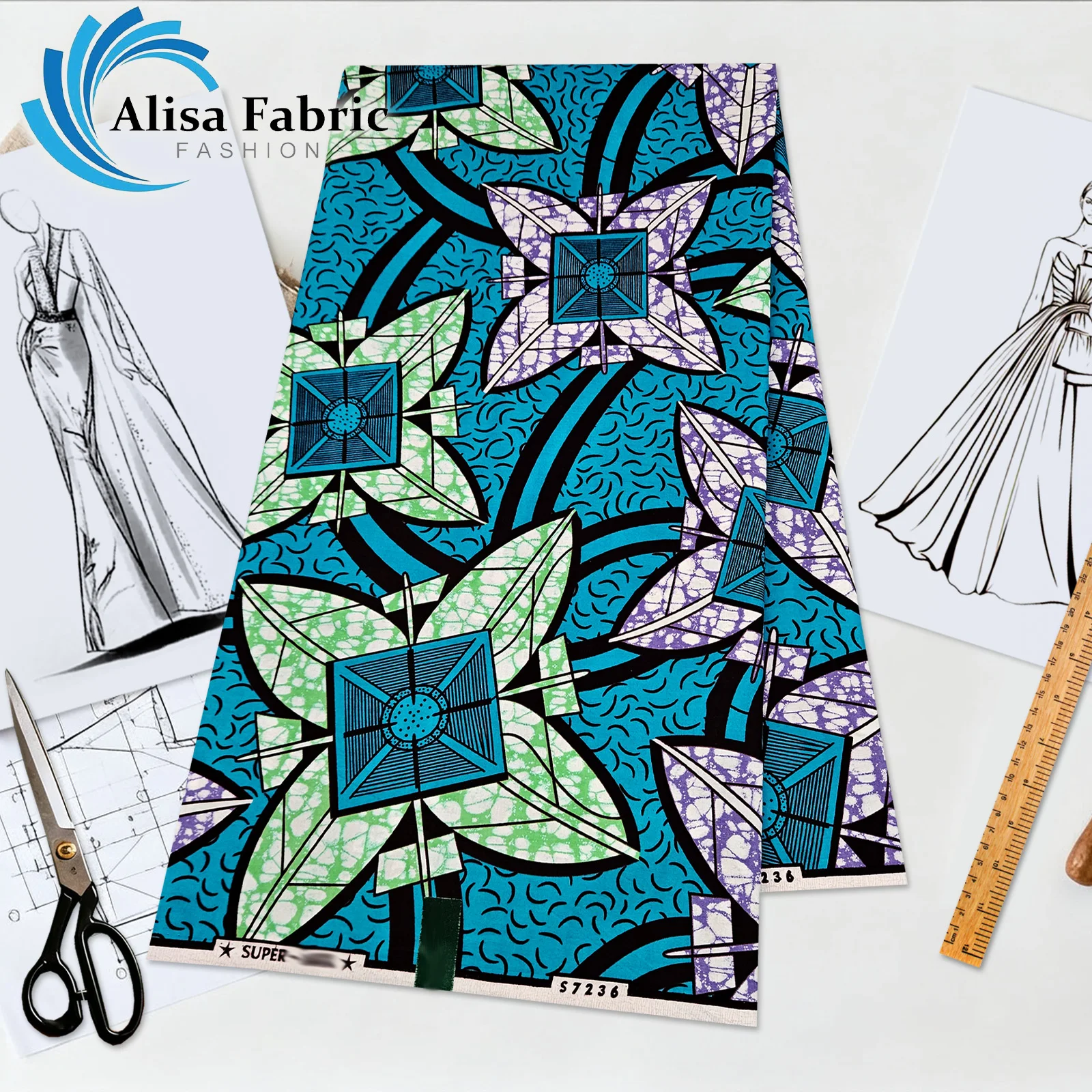 

2025 New arrivals nigerian super fabric original soft cotton material African wax fabric high quality 6yards for party dress