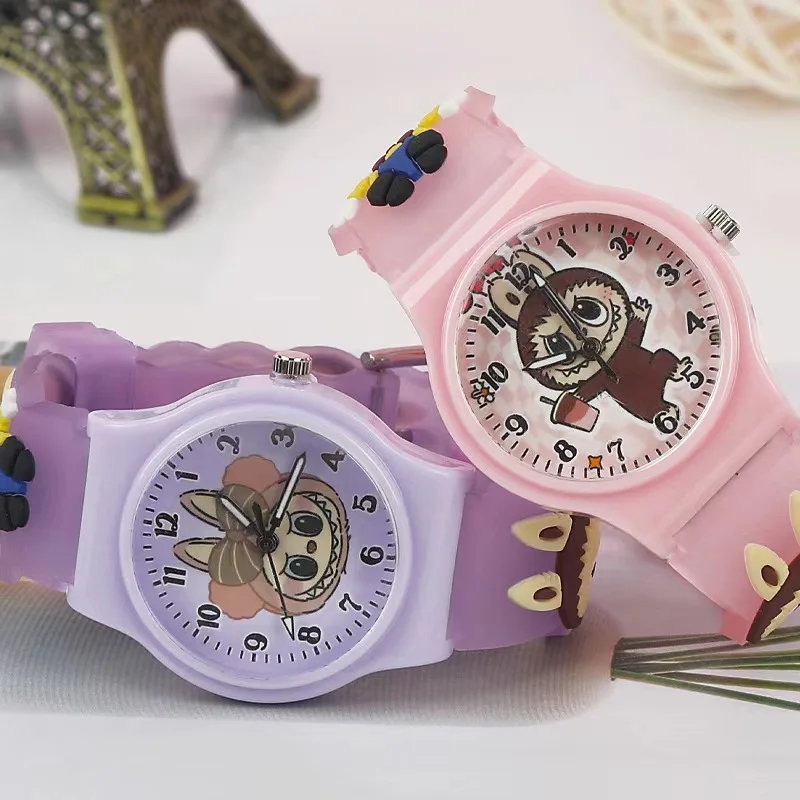 

Labubu Kids Watch Cartoon 3D Silicone Strap Girls Quartz School Watch with Birthday Gift Box for Elementary Students