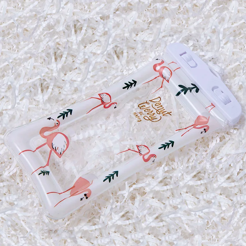 Ins Hạc Hoạt Hình Túi Khí Đa Năng Túi Chống Nước Điện Thoại Bơi Túi Chống Nước Di Động Cho IPhone Xiaomi Huawei Samsun