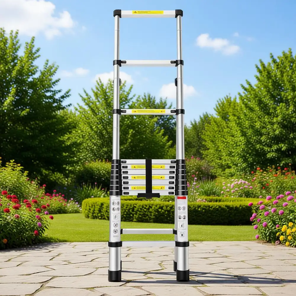 

Aluminum Telescoping Extension Ladder - Portable, Multi-Position for Indoor & Outdoor Use, Supports 330 lbs