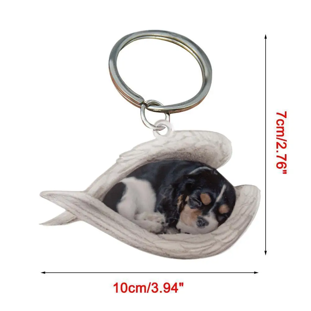 Acryl Nette Hund Schlafen Engel Schlüssel Ketten Tier Keychain Für Frauen Mädchen Weibliche Halter Auto Schlüssel Kinder Geschenk Drop Schiff