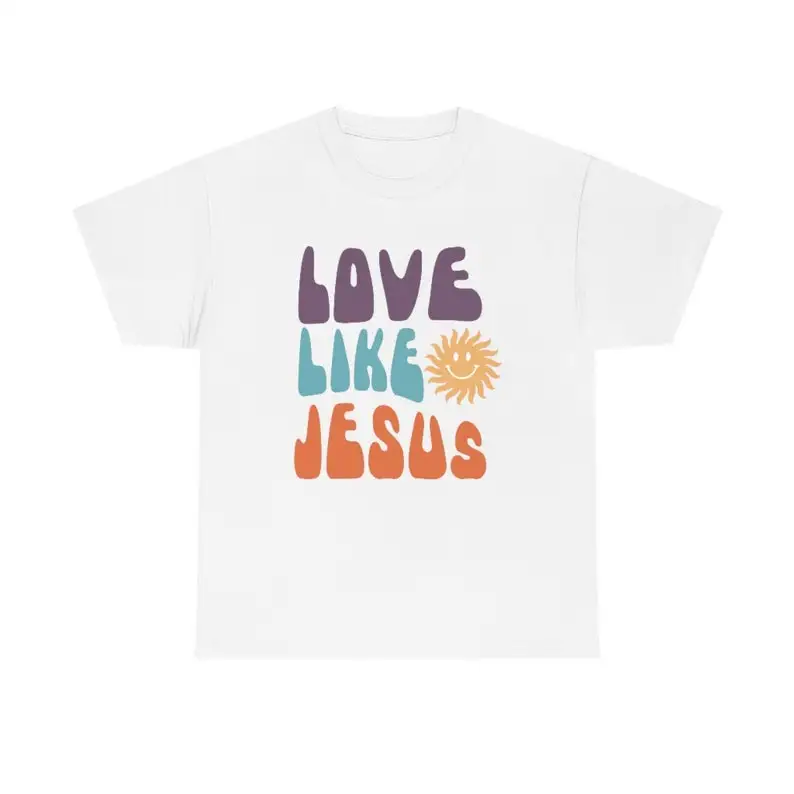 

Love Like Jesus T-shirt Pray Catholic Short Sleeve Top Tees O Neck Fashion Streetwear harajuku 100%Cotton goth y2k Drop Shipping