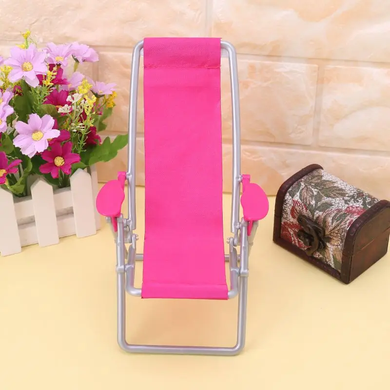 Q0KB Folding Chair for Doll Beach Lounger Dollhouse Furniture Miniature Simulati