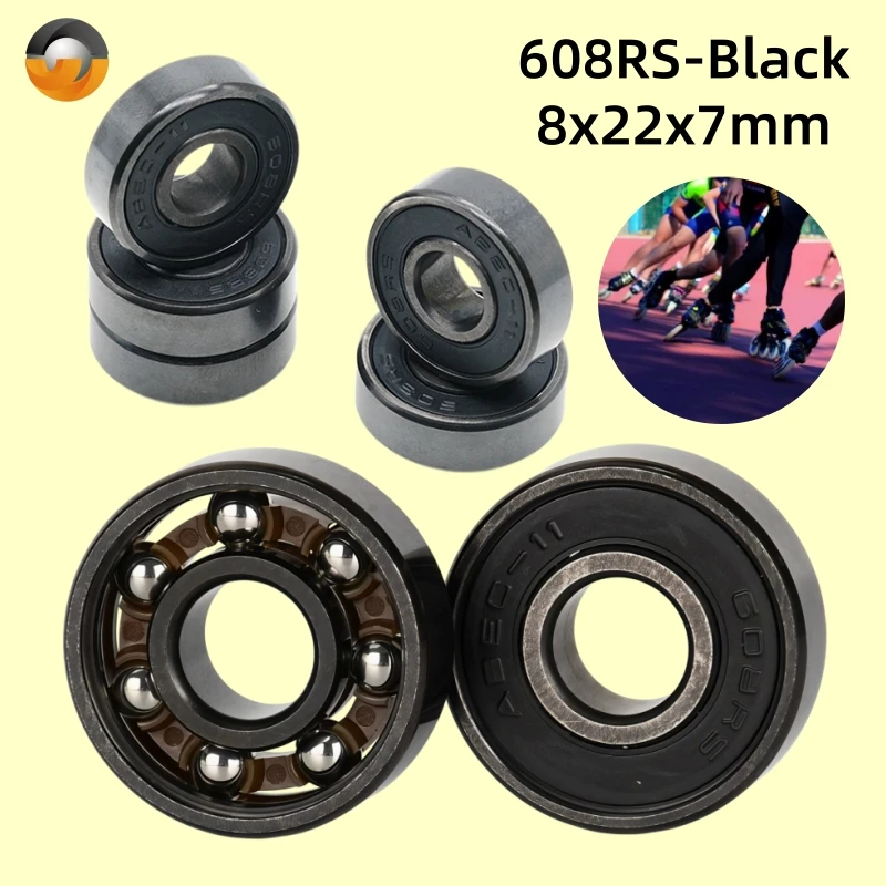 4pcs/set High Speed Smooth Rotation Long Idling Bearing 608RS Deep Groove Ball Bearing for Skateboard Roller Skates Ice Skates