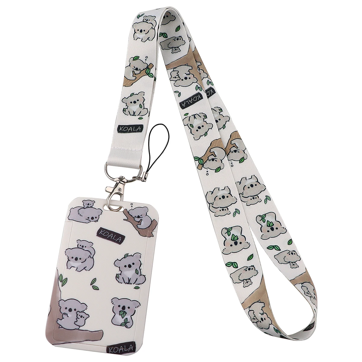 Animal dos desenhos animados Neck Lanyard com suporte USB ID, DIY Lanyards, urso, chave, ginásio, telefone, chave, Koala