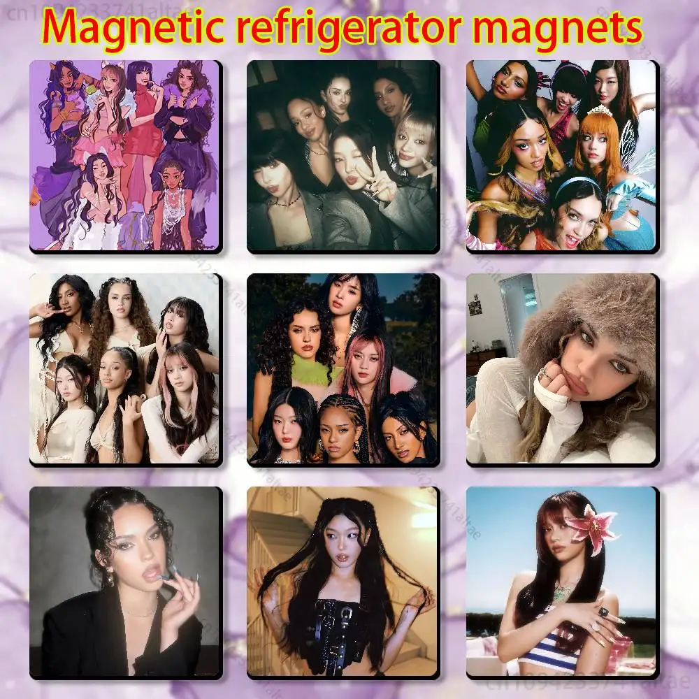 

K-KATSEYE Gnarly Group Fridge Magnet Square Stickers Personalize Home Decor Souvenirs Gift