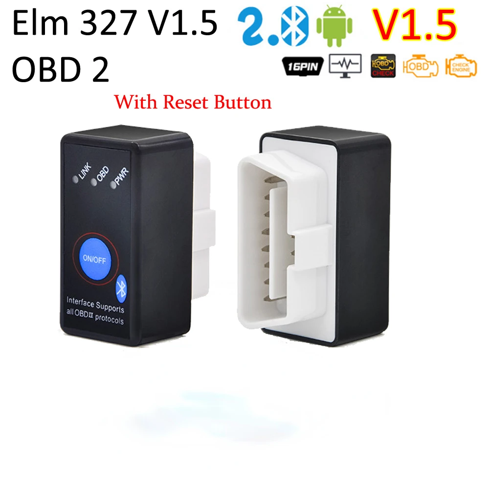 Herramienta de diagnóstico de coche Super Mini Elm327, Bluetooth OBD2 V1.5 Elm 327 V1.5 OBD 2, escáner Elm-327, adaptador OBDII