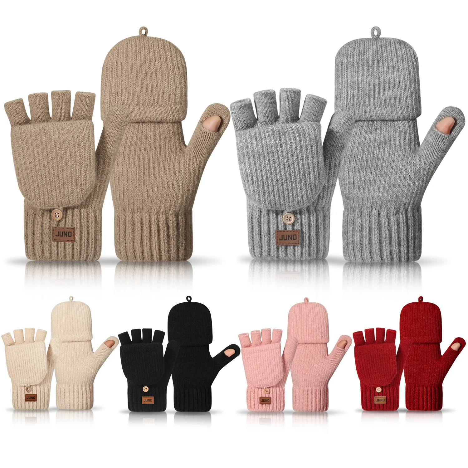

Flip Design Gloves Windproof Half Finger Gloves Winter Hand Cover Knitted Knitted Gloves For Touchscreen Use Commuting Driving