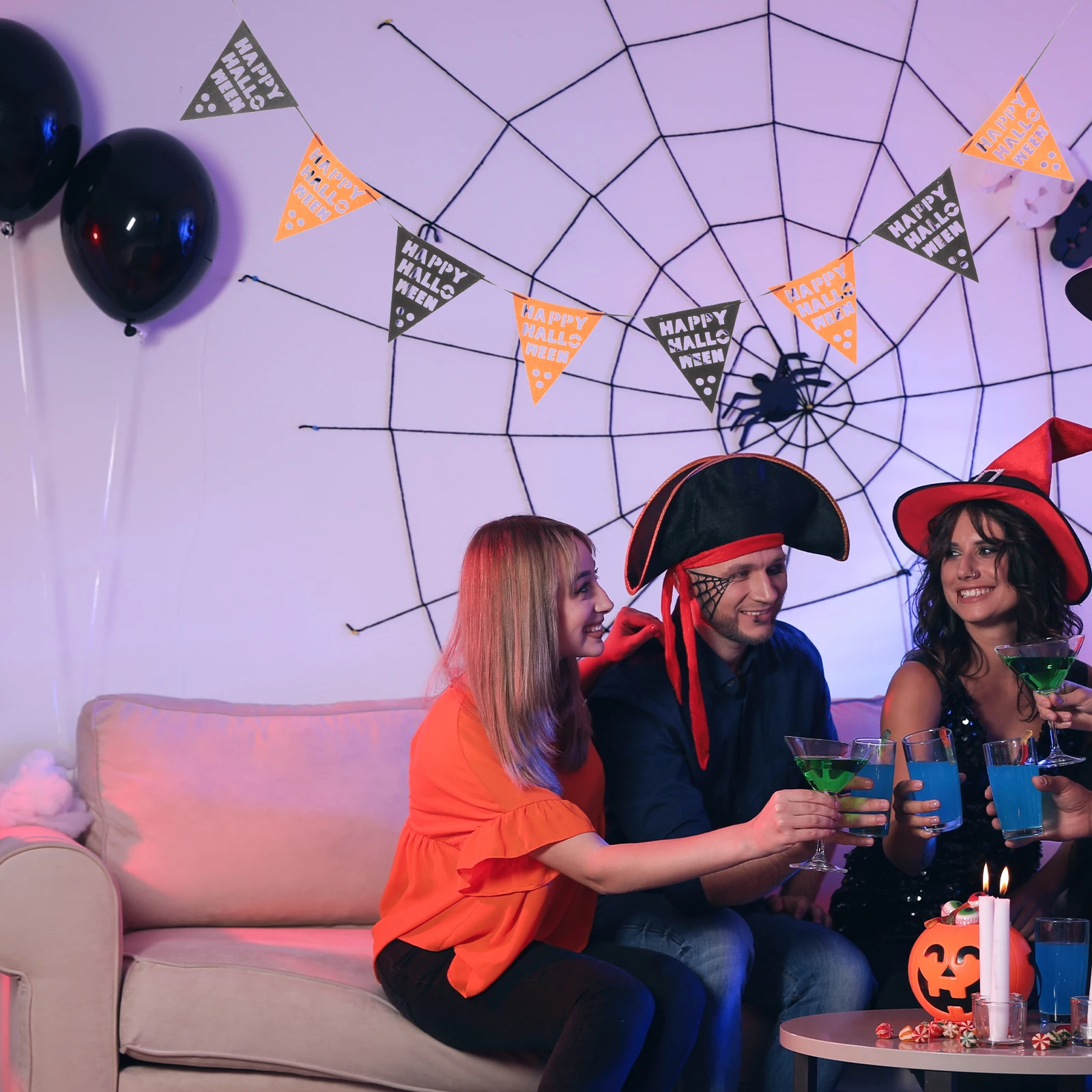 

Halloween Felt Banner Durable Indoor Outdoor Decor Hanging Pendant Party Layout Halloween Banner Party Layout Decor