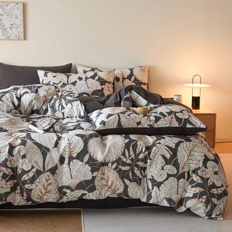 A-Class Cotton Bedding Set Luxury Soft Duvet Cover Flat Sheet Pillowcases Single Double Queen King Size Quilt Cover Set