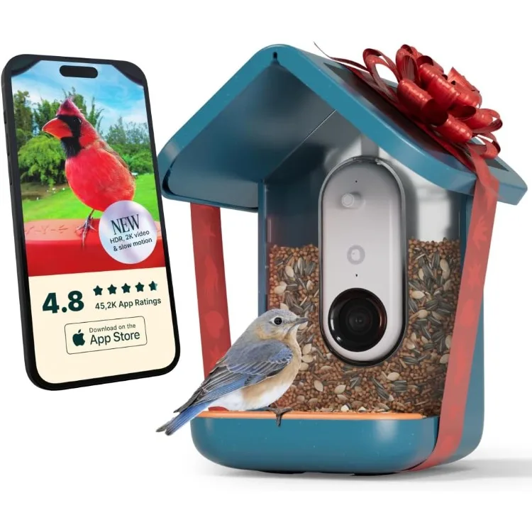 Solar Bird Feeder with Camera - AI Bird Species Identification, 5MP Photos, 2K Ultra Video Live Stream Camera, HDR