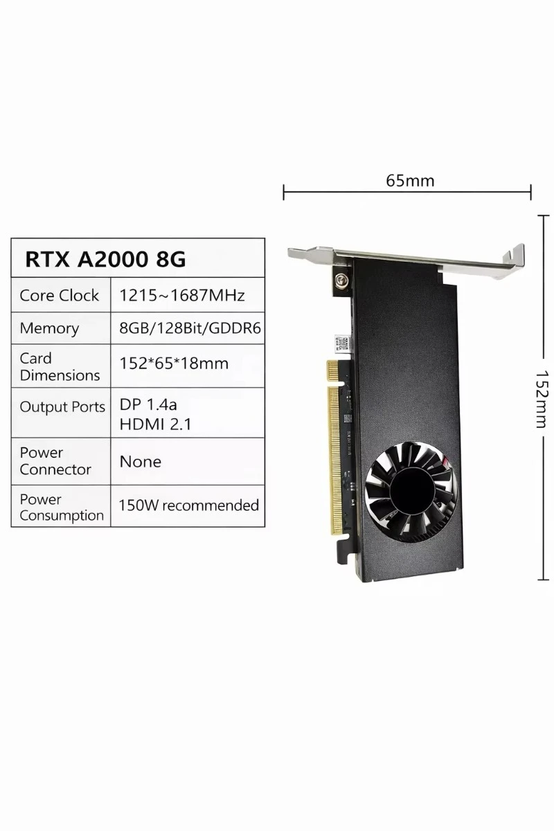 Half‑Height Single‑Slot 8G GPU Compact Size for Small Case E‑sports & Design Rendering