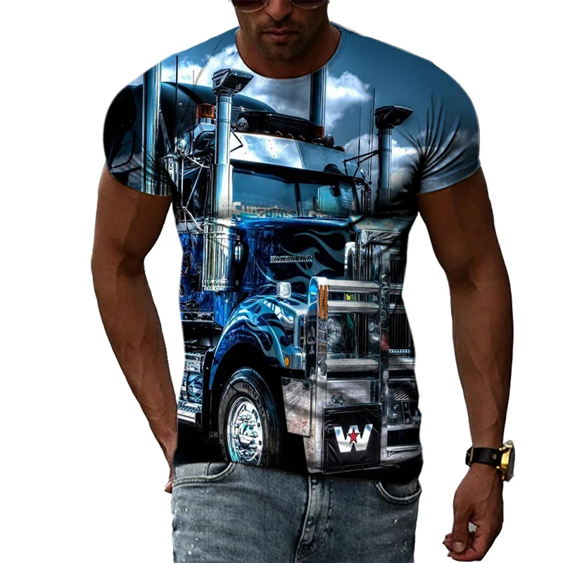 Men\'s T-Shirt Truck Printing  3D Casual Street Hip-Hop Short-Sleeved tshirt Summer Fashion Man Clothing Cool Oversized Tops Tee