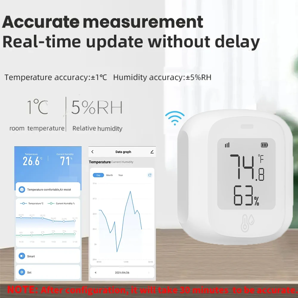 مستشعر درجة الحرارة والرطوبة Tuya-ZigBee ، أتمتة المنزل الذكي ، ميزان الحرارة الداخلي بواي فاي ، شاشة LCD ، يعمل مع اليكساس وجوجل