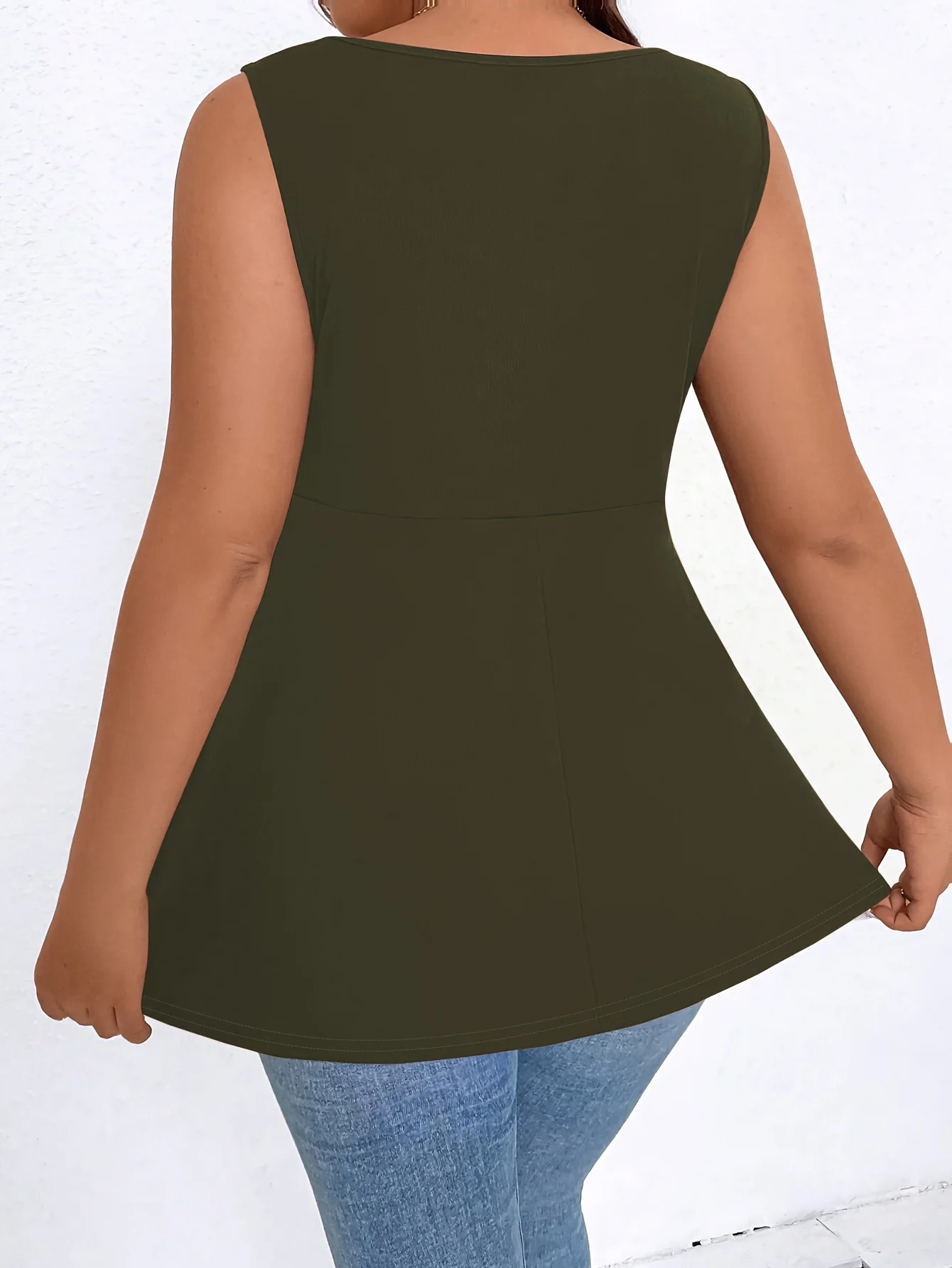 Elegantes Plus-Size-Oberteil für Damen mit quadratischem Ausschnitt und Raffungen für mühelosen Stil – Detail 8