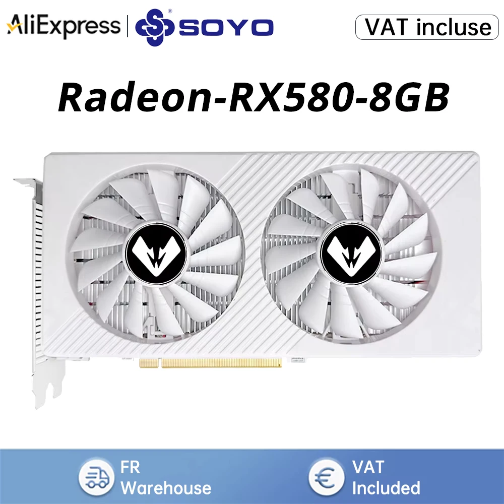 SOYO AMD RX580 8GB Grafikkarte GDDR5 256Bit 2048SP PCIExpress 3.0×16 Gaming-Grafikkarten Desktop-Computerkomponenten Komplett neu
