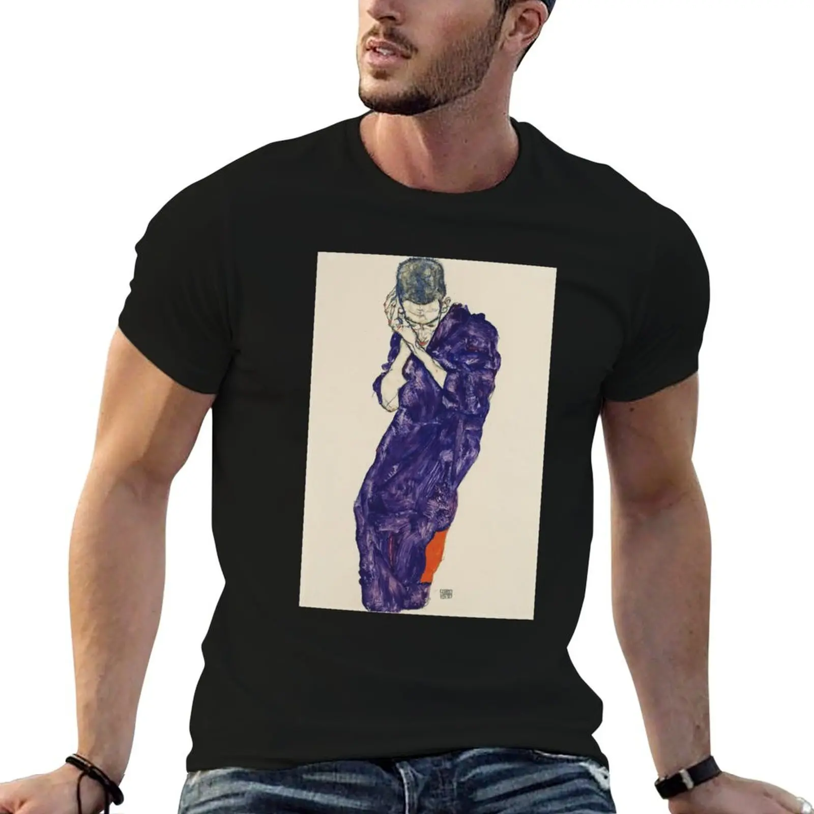 

original painting by Egon Schiele 1890 - 1918, Egon Schiele Prints T-Shirt customs design your own graphic tee shirt men tshirt