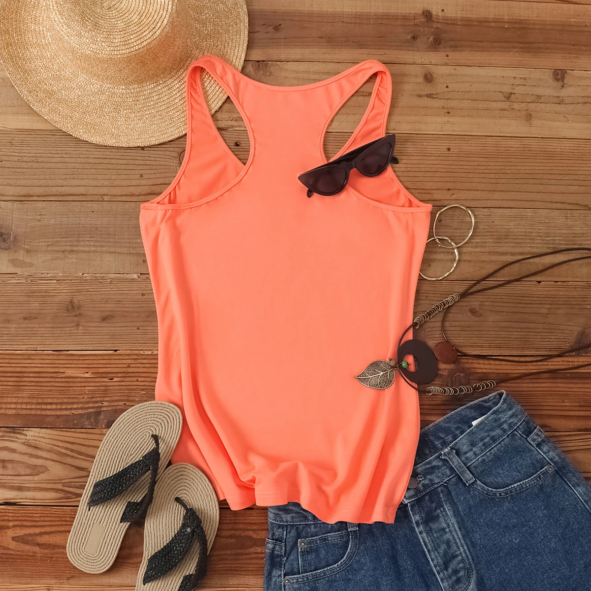 2024 Summer tank top Tight tank Top Sexy women sleeveless o neck Orange T-shirt tank top Women's Print Korean crop Top Y2k