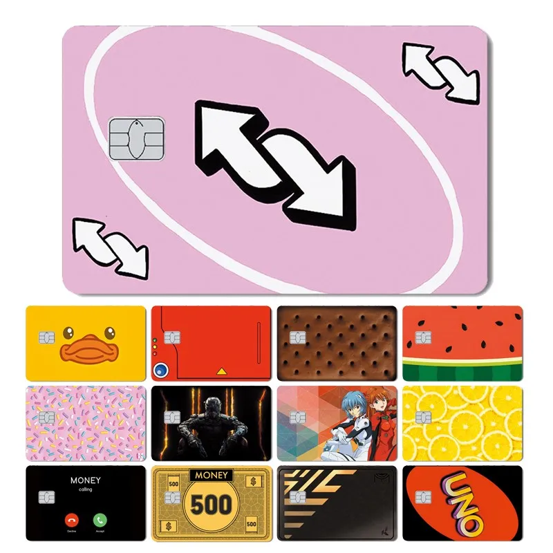 Anime Cartoon UNO Candy Cookie Fruit Front Sitcker Film Skin Cover for Small Large No Chip Credit Debit Card Matro Card