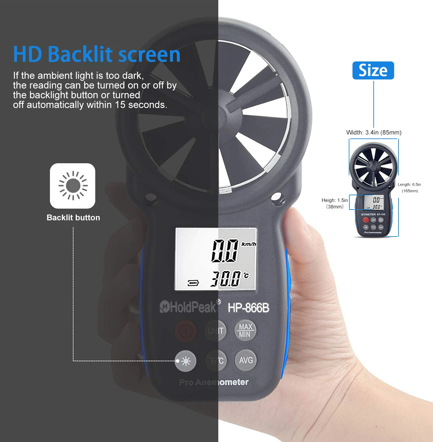 q-866B q Anemometer Handheld windsnelheidsmeter voor het meten van de windsnelheid