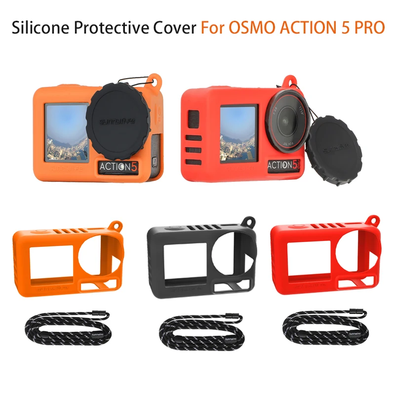 Siliconen Beschermhoes Cover Voor DJI Action 5 Pro Anti-verloren Cover Nekkoord Voor DJI Osmo Action 5 Pro sport Accessoires