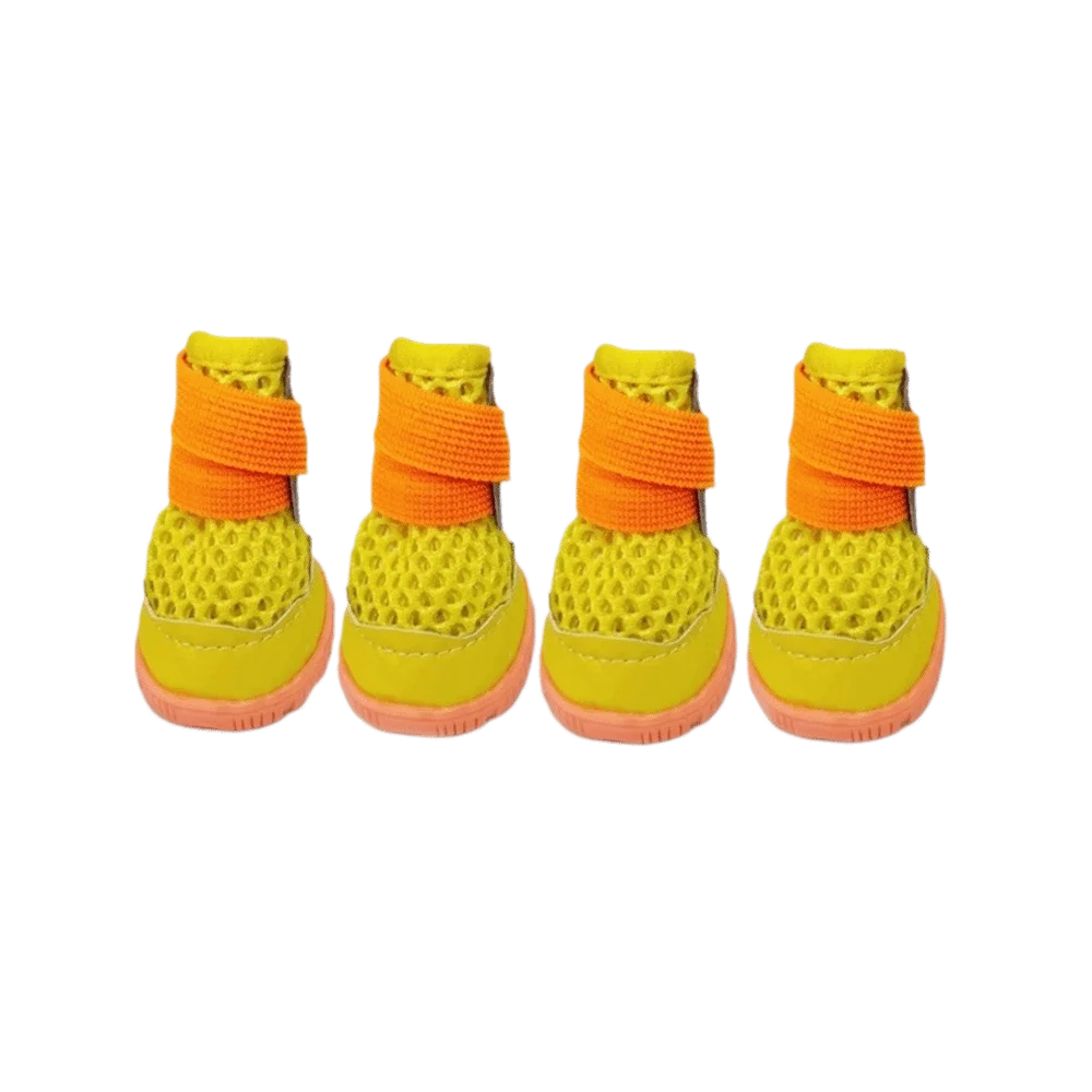 4pcs/set Breathable Dog Mesh Shoes Wear-Resistant Soft Anti-Slip Dog Boots Reflective Adjustable Dog Paw Protectors Training