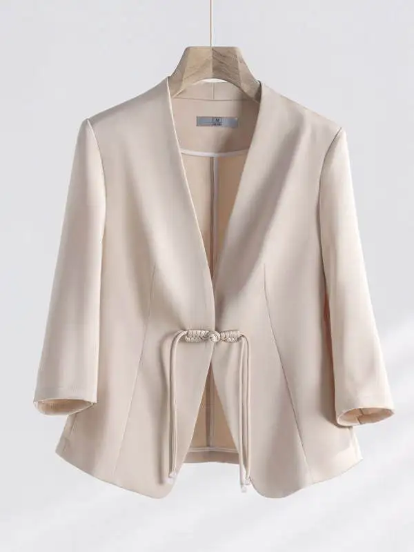 

Elegant Satin Women's Shirt Three-Quarter Sleeve Spring Summer New Style Thin Fashionable Age-Defying Versatile Business Suit