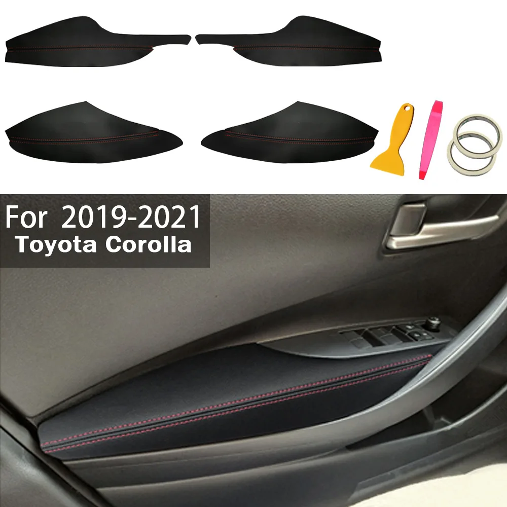 4 Doors Door Soft Leather Door Armrest Cover For Toyota Corolla 2019-2024 Car Door Armrest Panel Skin Cover Trim Accessories