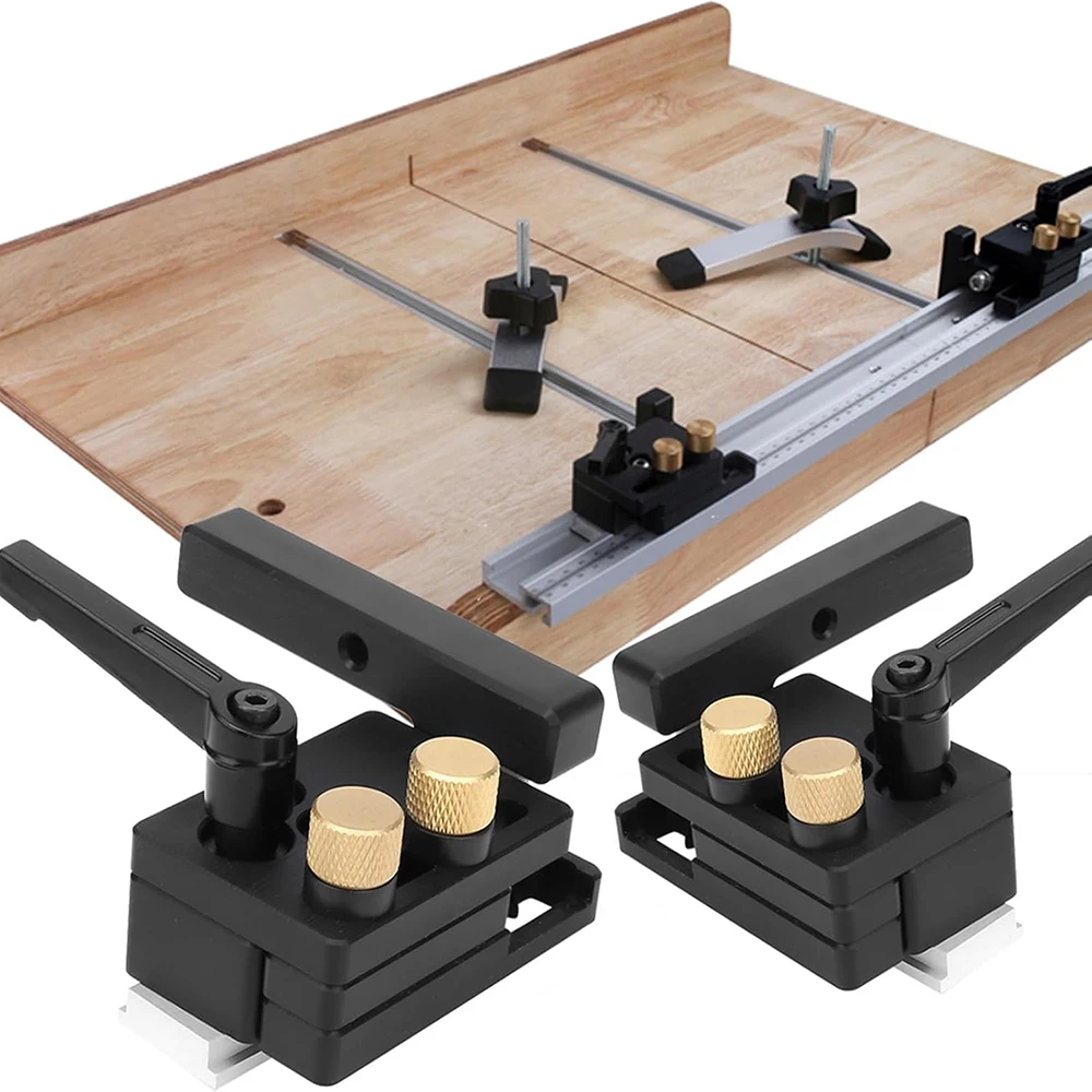 

2Pcs Miter Flip Track Stop,Left Right Miter Track Stop Accurate Locator Woodworking Positioning Limiter Slot Track Stoppers