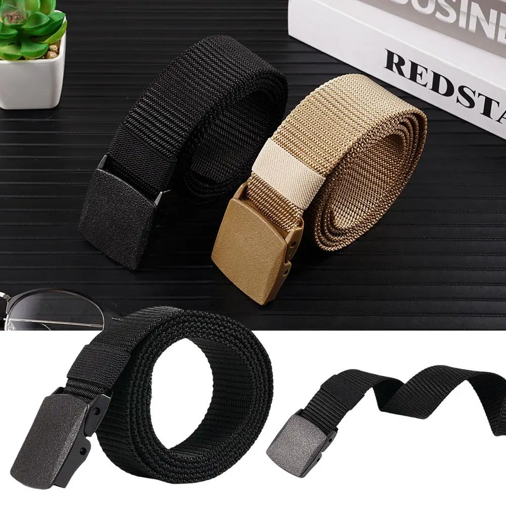 Men\'s Canvas Belts High Quality Fashion Trouser Belt Brand Strap Solid Male Waistband Men Color Luxury Black Stretch I4I8