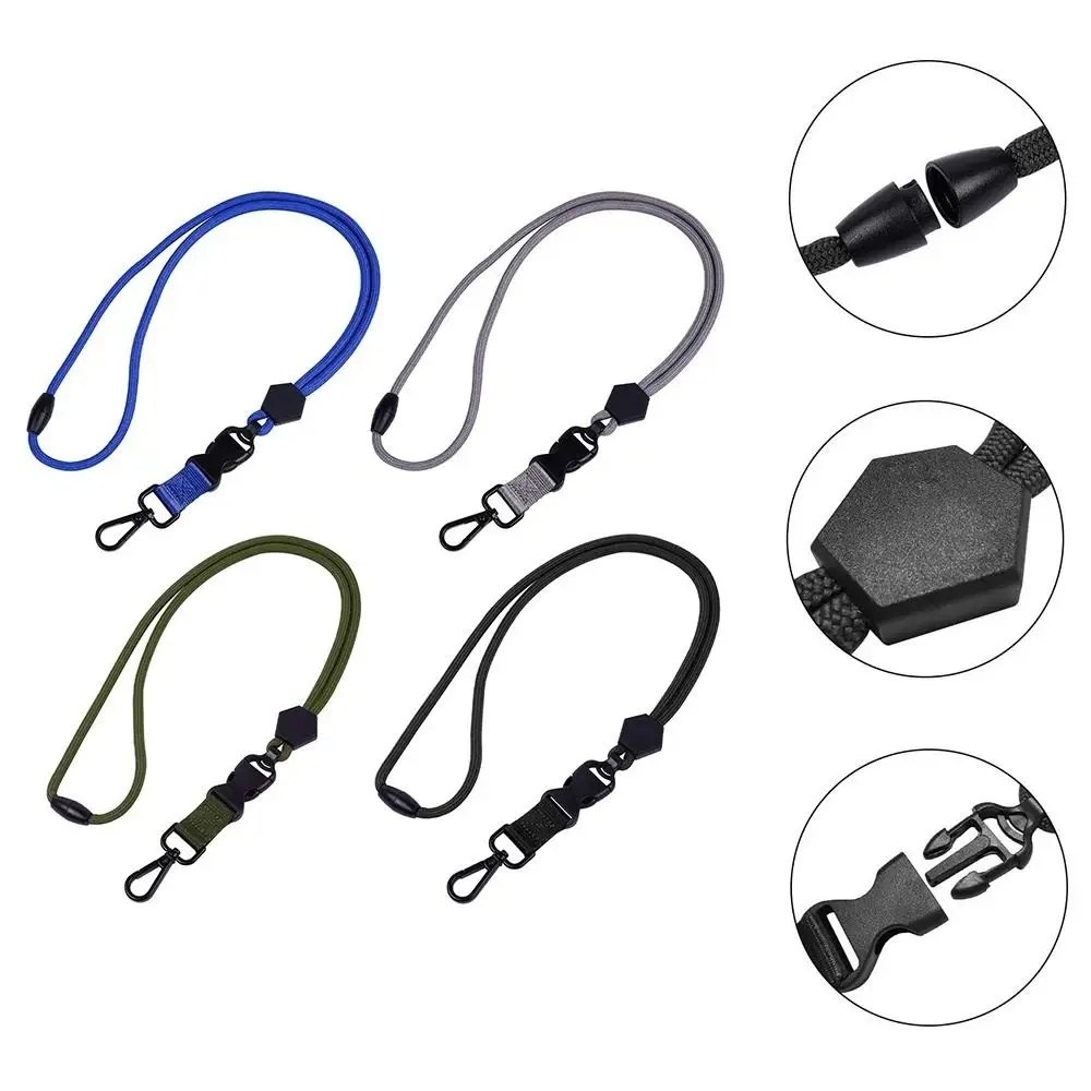 Solid Color ID Rope Metal Polyester Adjustable Neck Strap Badge Lanyard Women Men