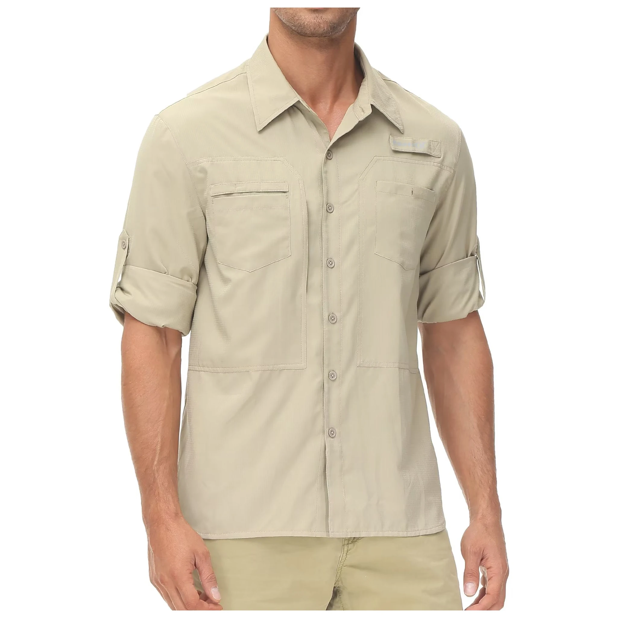 Langarm-Angelhemden für Herren, UPF 50+, Sonnenschutz, atmungsaktiv, leicht, für Reisen, Arbeit, Button-Down-Hemd mit Reißverschlusstasche – Detail 9