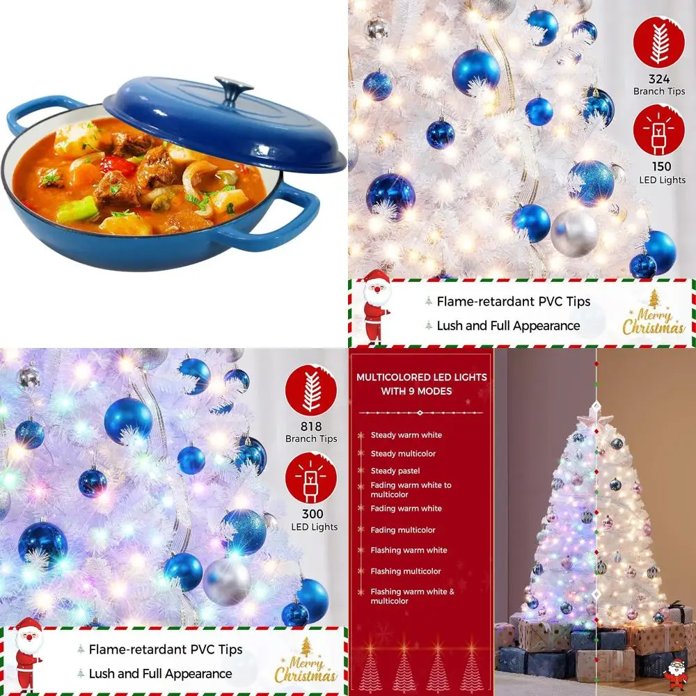 

Cast Iron Dutch Oven 3.8 Quart Pot With Lid - Blue Heavy Duty Dual Handles Porcelain Enameled Skillet - Family or Friends Gifts