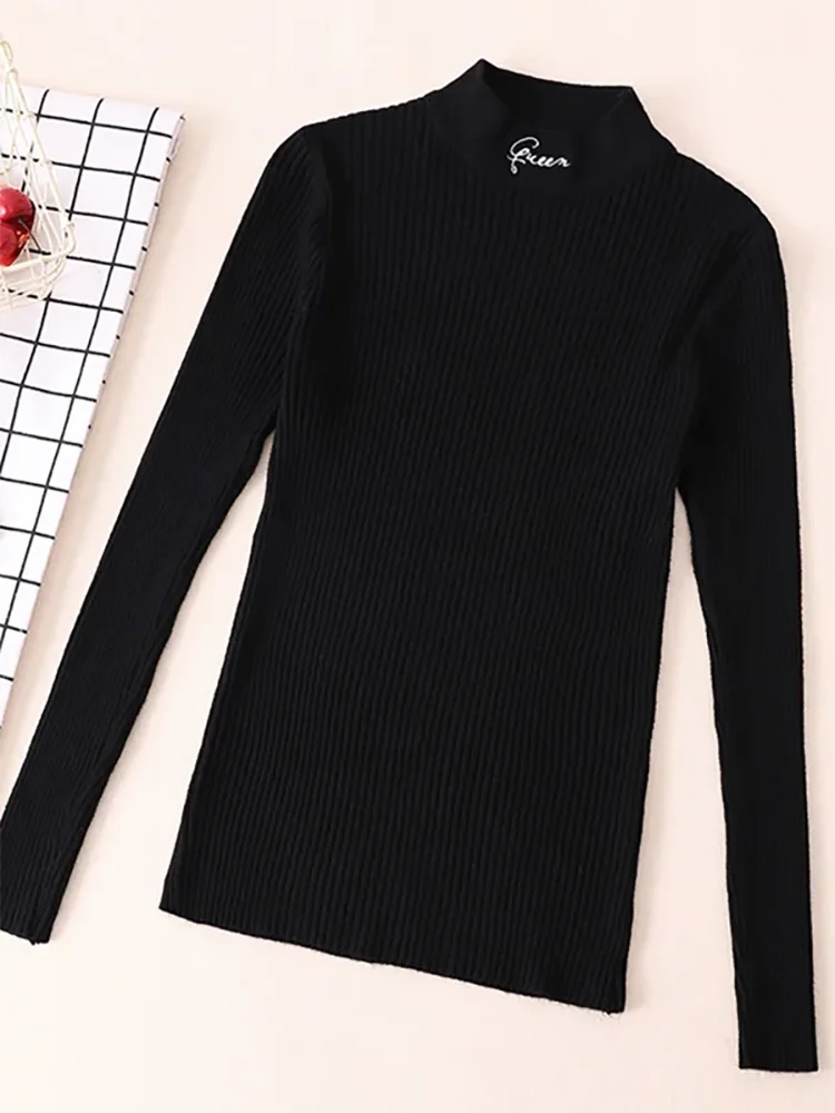 Turtleneck Thick Warm Women Autumn Winter Pullover Sweater High Elasticity Knitted Soft Jumper Long Sleeves Sweater Femme Top