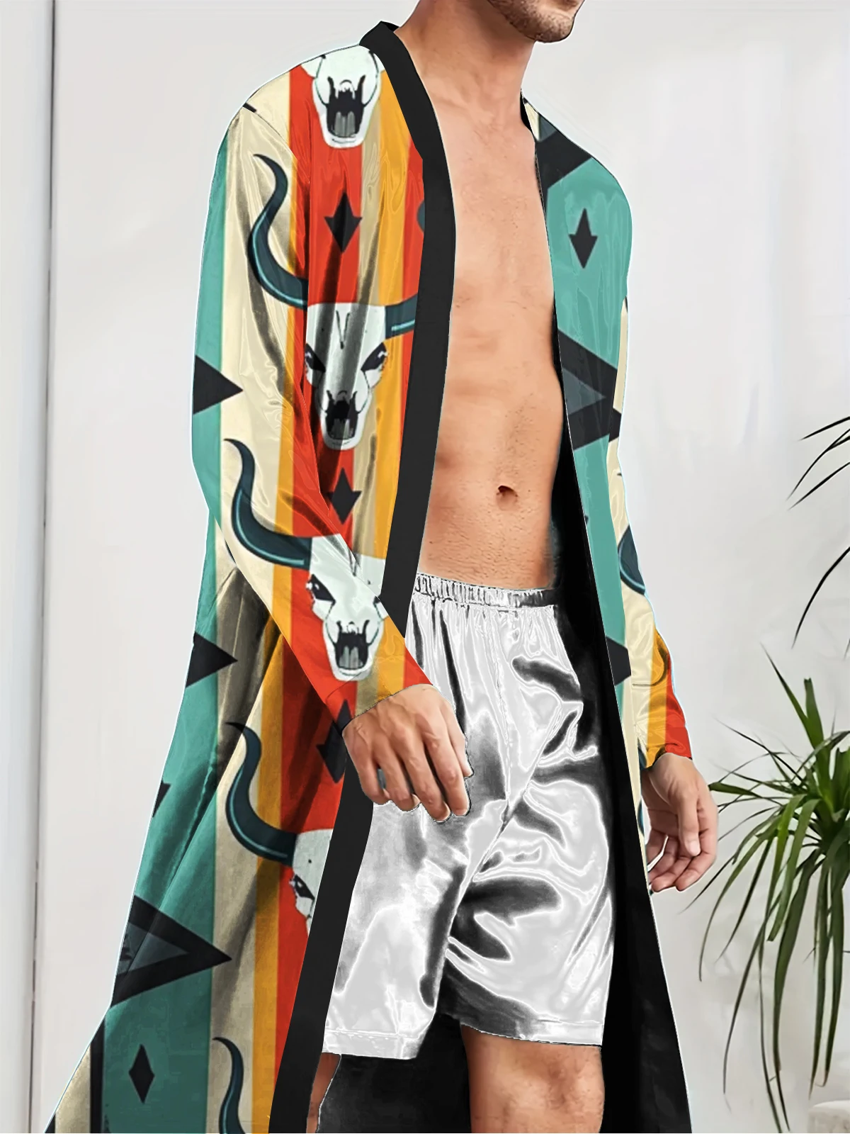 1pcs Men's Robes 2026 Spring/Summer Sleepwear bath robe 3D Printed Breathable dressing gown Graphic Bathrobe Shower robe