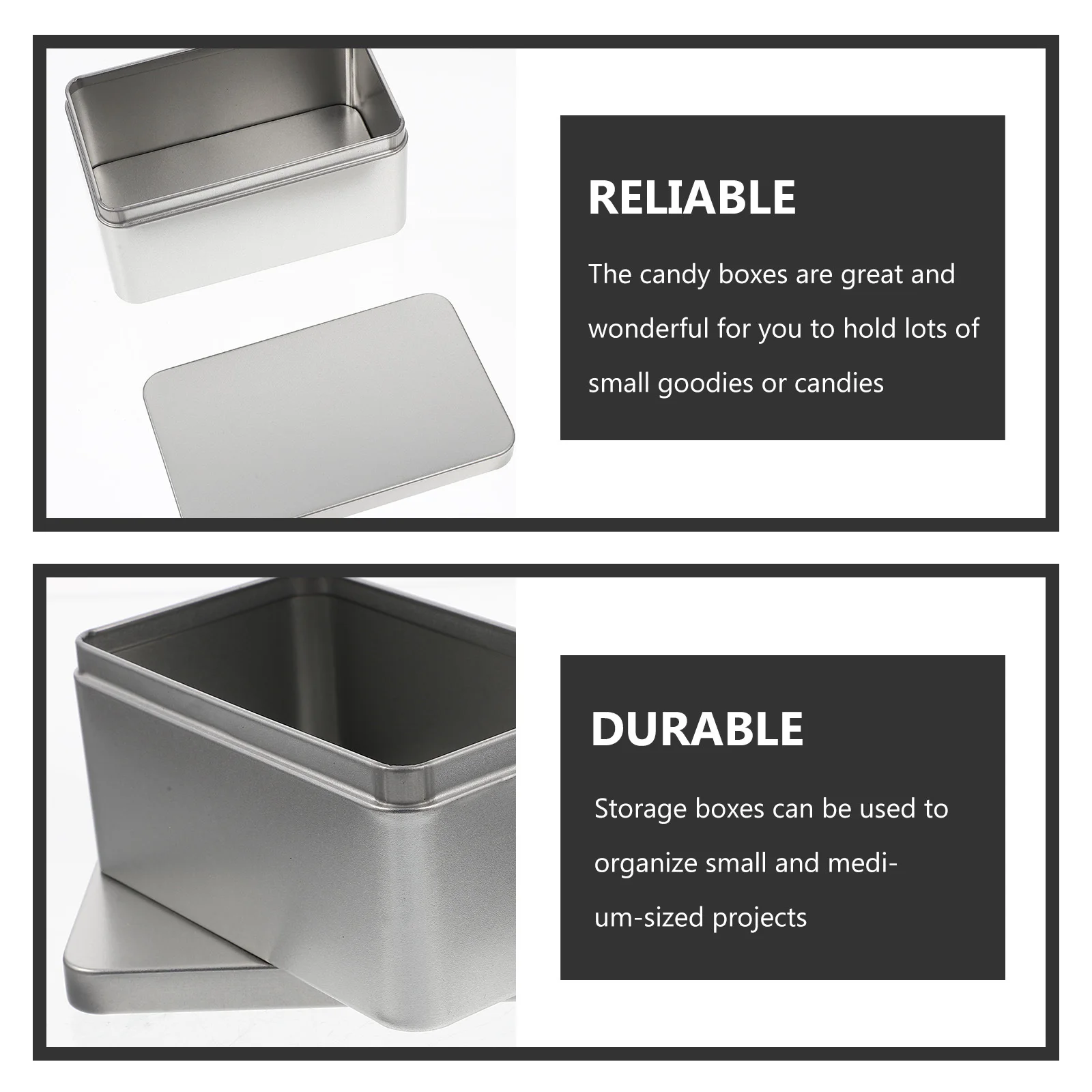 

4pcs Gift Packaging Box Metal Rectangular Storage Tin For Candy Biscuit Tea Cookie Organizing Container Portable Tin Case