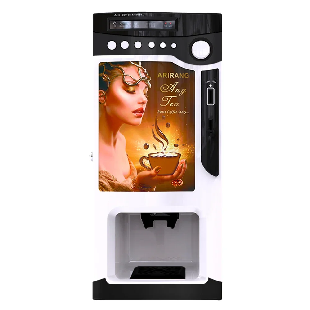 LE303V Coin Operated Instant Powder Coffee Machine With Auto Cup Dispenser