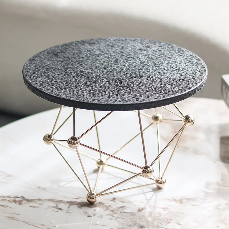 

Light luxury metal fruit plate ornament living room dining table coffee table model house abstract molecular structure storage