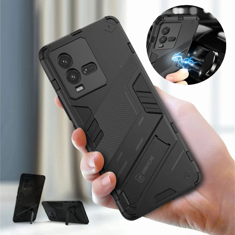 For Vivo IQOO 10 Pro Case Armor Shockproof Phone Case For iQOO 10Pro iQOO10 Pro Car Magnetic Holder Rugged Silicone Back Cover