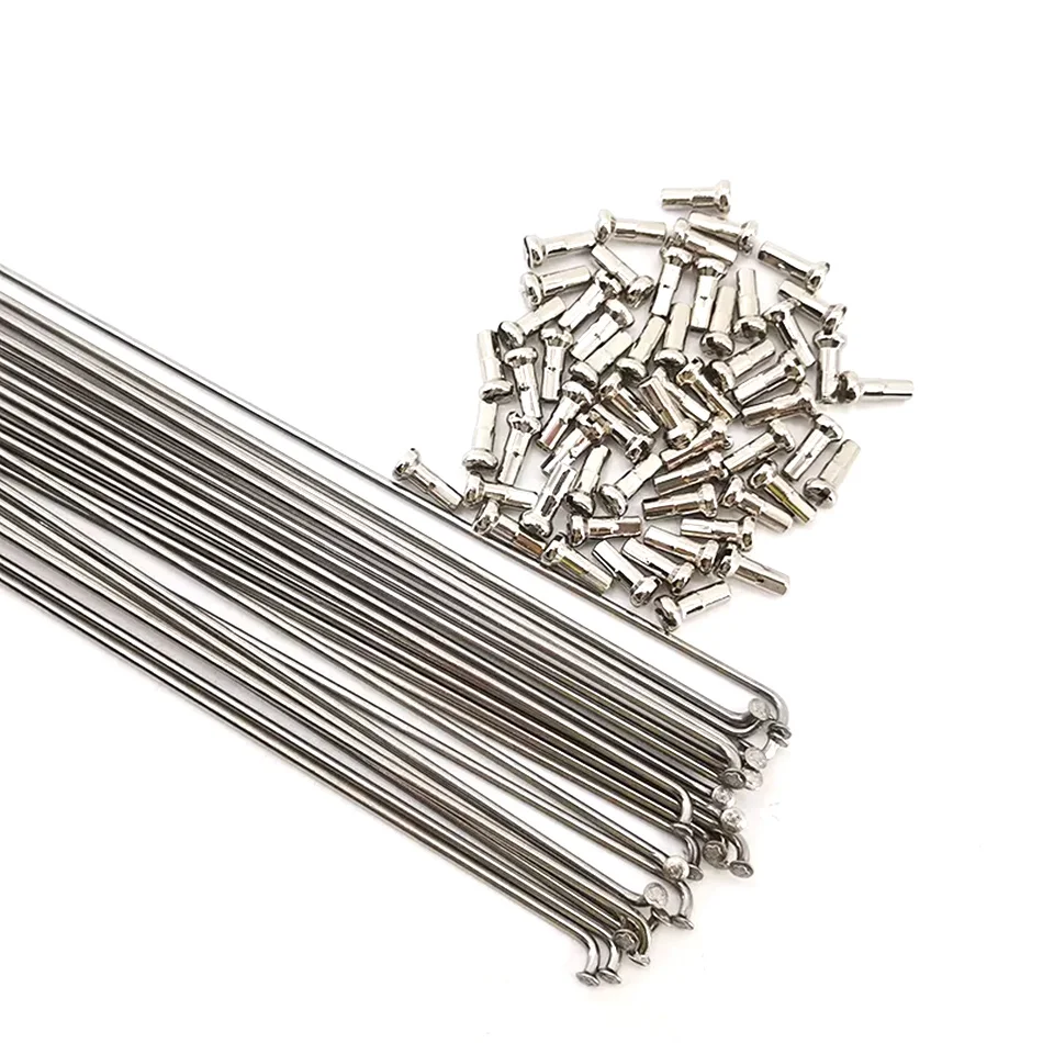 Bicycle Spokes HT 2.0 Round Spokes J-bend Straight Pull Head Bicycle Spokes Silvery Bicycle Spokes with Copper Cap