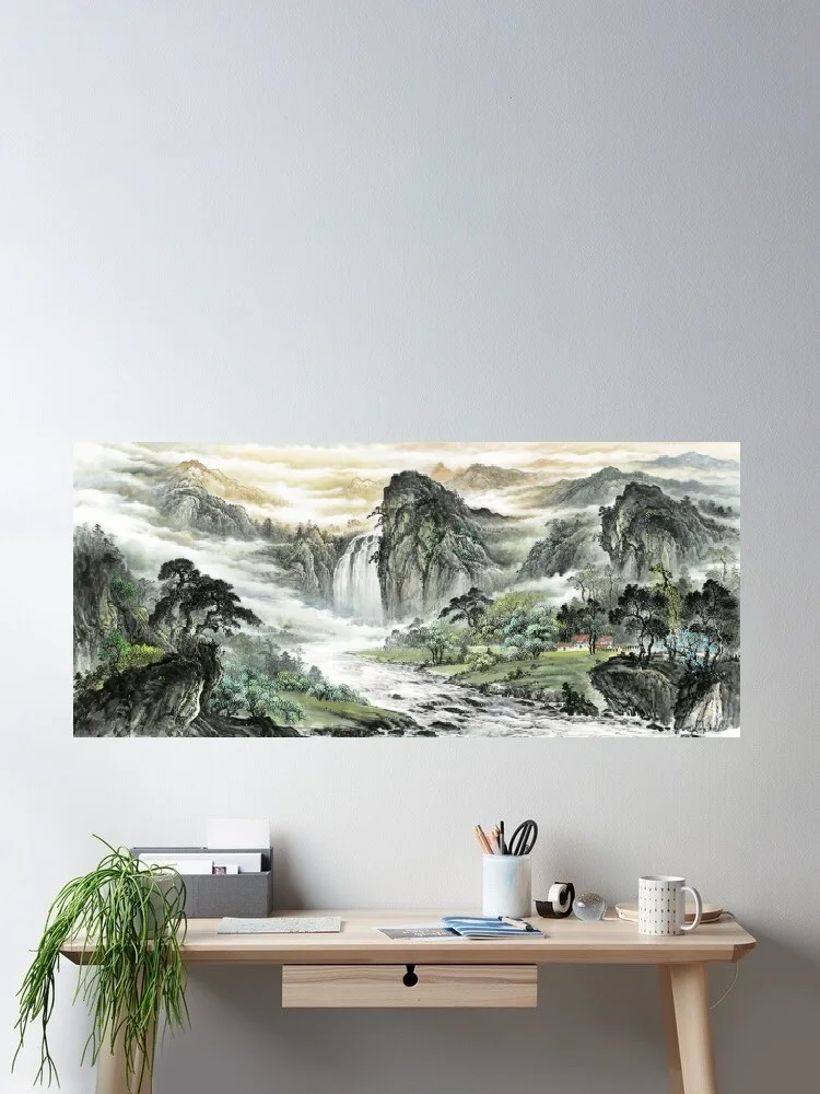 A long history and beautiful scenery painting, Print Art Canvas Poster, For Living Room Decor, Home Wall Picture