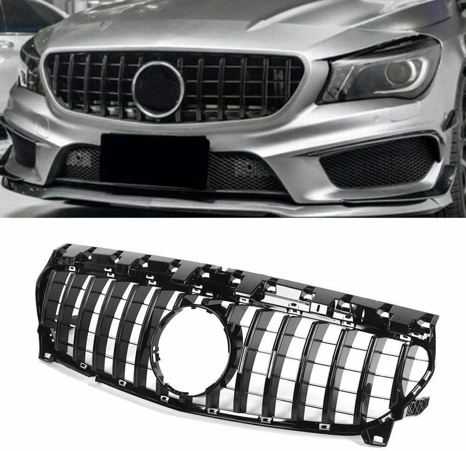 Fit for MERCEDES BENZ CLA-CLASS W117 C117 2017+ FRONT GRILLE BLACK PANAMERICANA GT STYLE