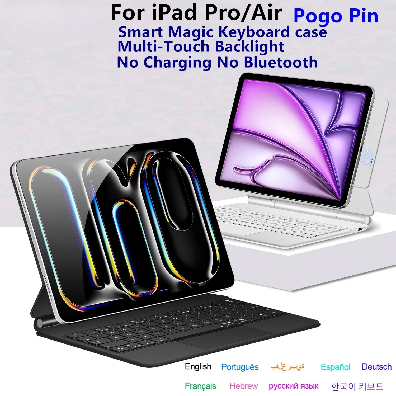 Pogo Pin Magic Keyboard for IPad Pro M5 11 13 Inch 12.9 M2 M3 2025 Smart Case Keyboard Cover for iPad Air 6 7 8 M3 11 13