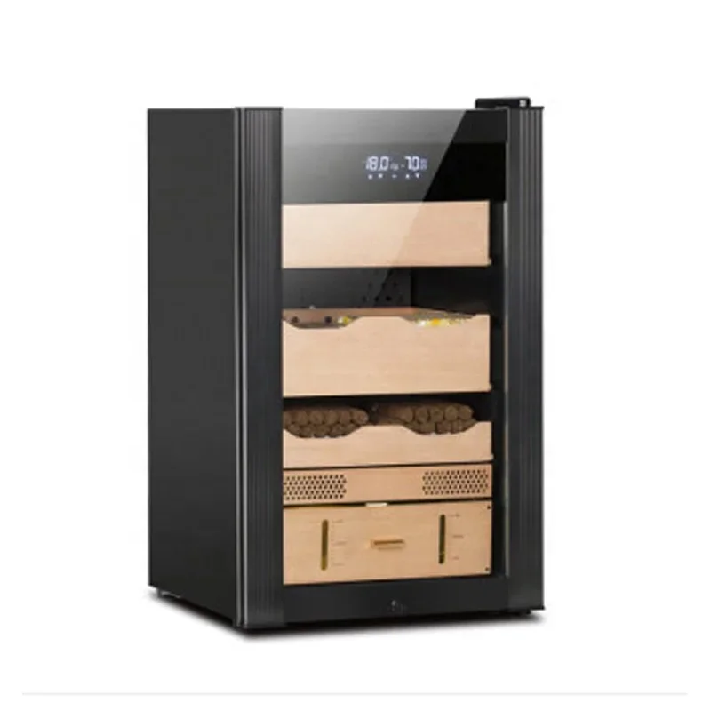 Custom Humidifier Fridge Black Gold Cigar Cabinet Electric  Humidor Cedar Wooden